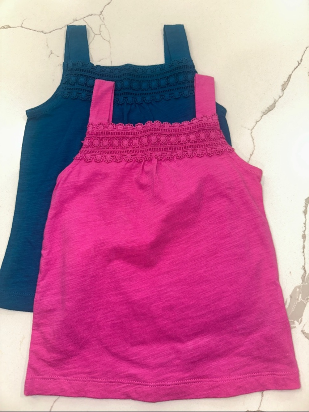 never used. Carter's Girls Pink & Teal Lace-Trim Tank Tops